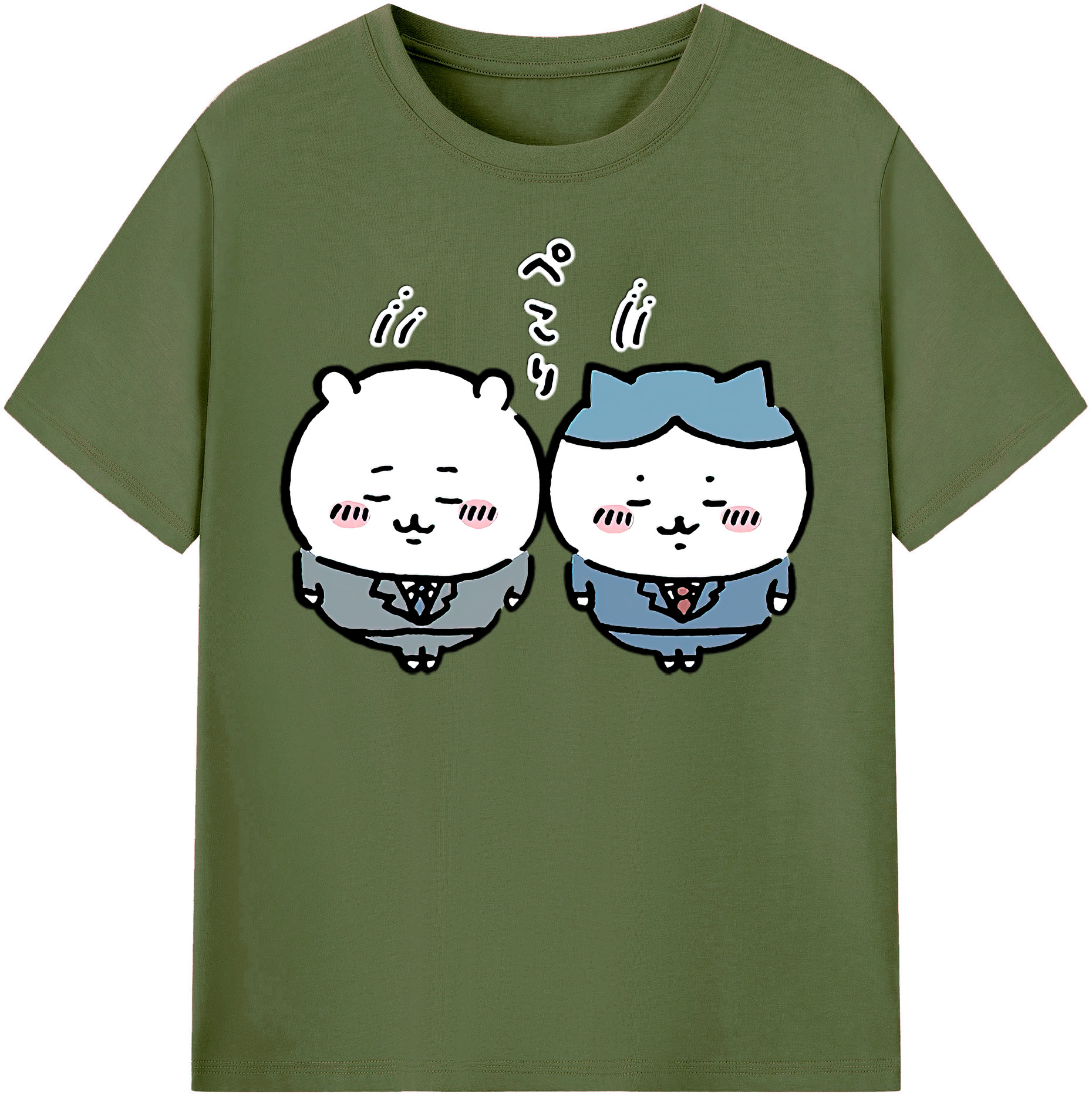 （画像用） ちいかわ ハチワレ Chii-kawa hachiware 綿100％半袖Tシャツ（フロントプリント）